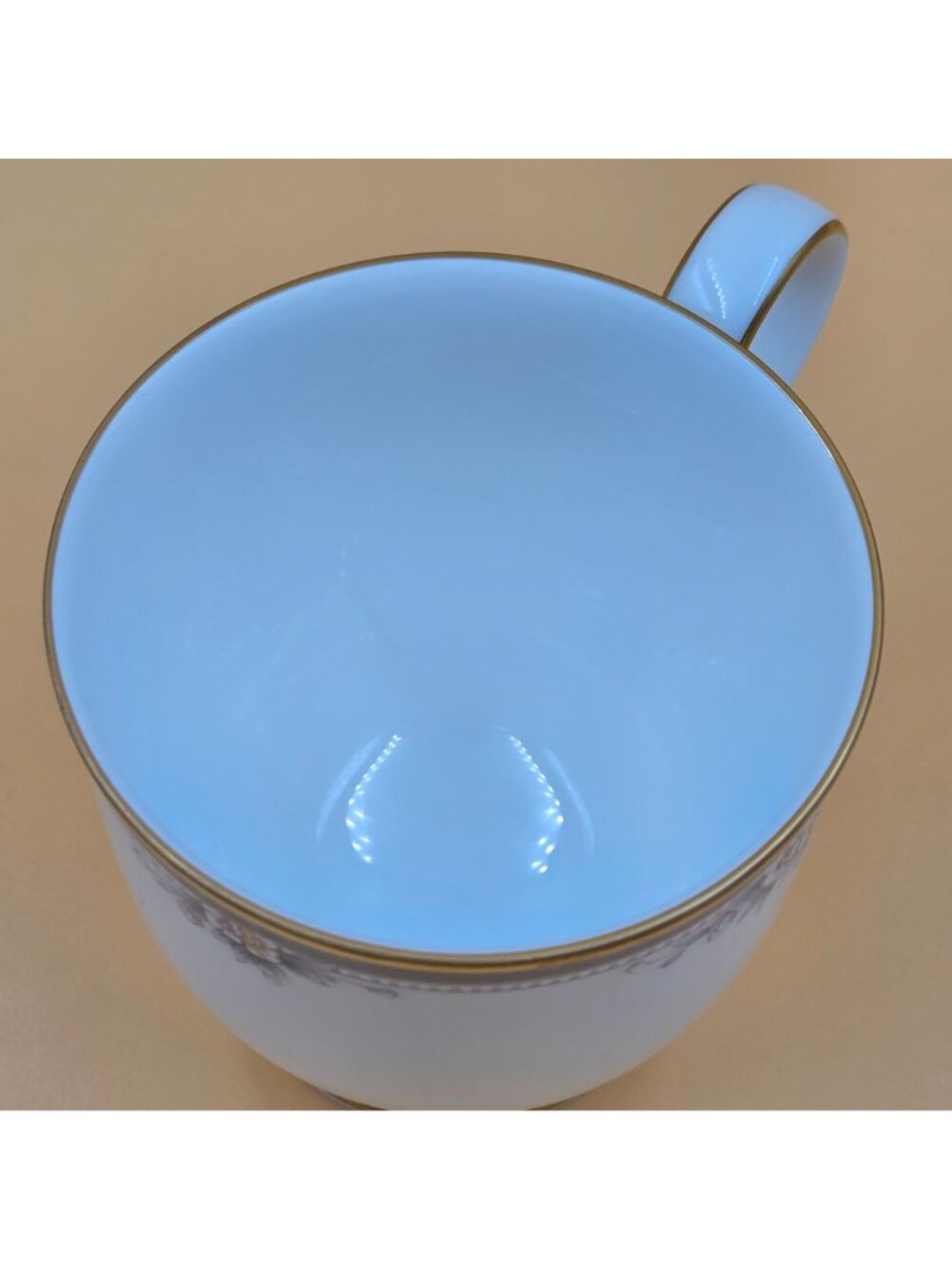Noritake Ontario Footed Cup and Saucer Set of 3 Blue Gray Band White Pink Flower - Picture 13 of 16